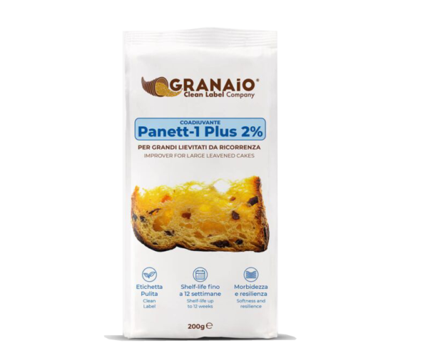 Panett-1 Plus 2% è il coadiuvante enzimatico formulato per grandi lievitati come Panettone, Pandoro, Colomba Pasquale e grandi lievitati in genere.